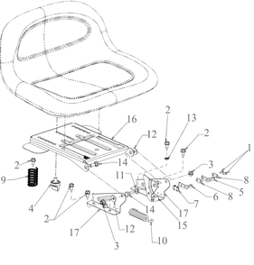 Seat Adjustment Diagram and Parts List for 13BB77SS345 2023 Yard Machines Lawn Tractor